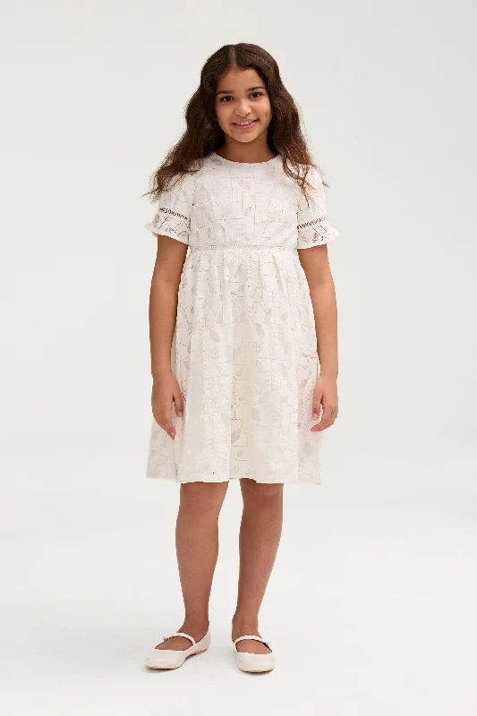 Best Deals Of The Season Rayaa White Lace Dress (Girls)