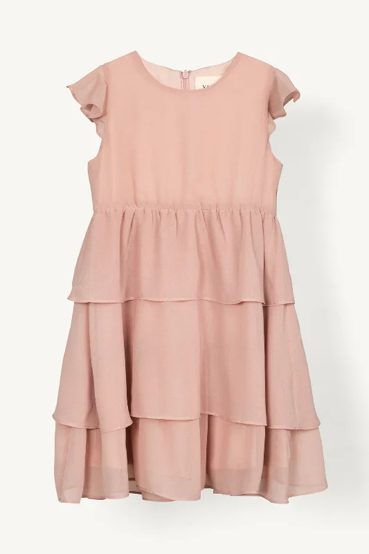 Mega Sales Narjis Chiffon Dress - Jasmine Pink (Girls)