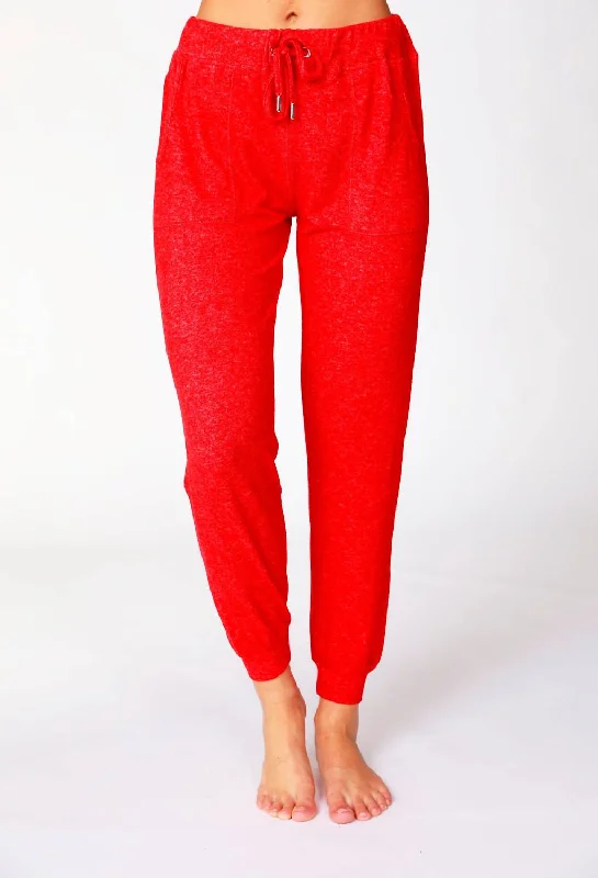 Plus Size Women’s Fashion Soft Stretch Drawstring Jogger In Red