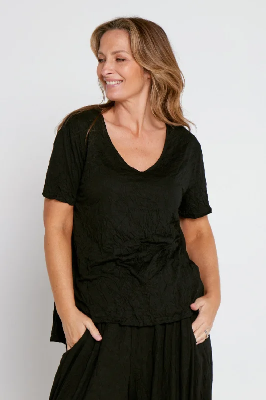 Sale On Sale Shayla Crinkle Cotton Tee - Black