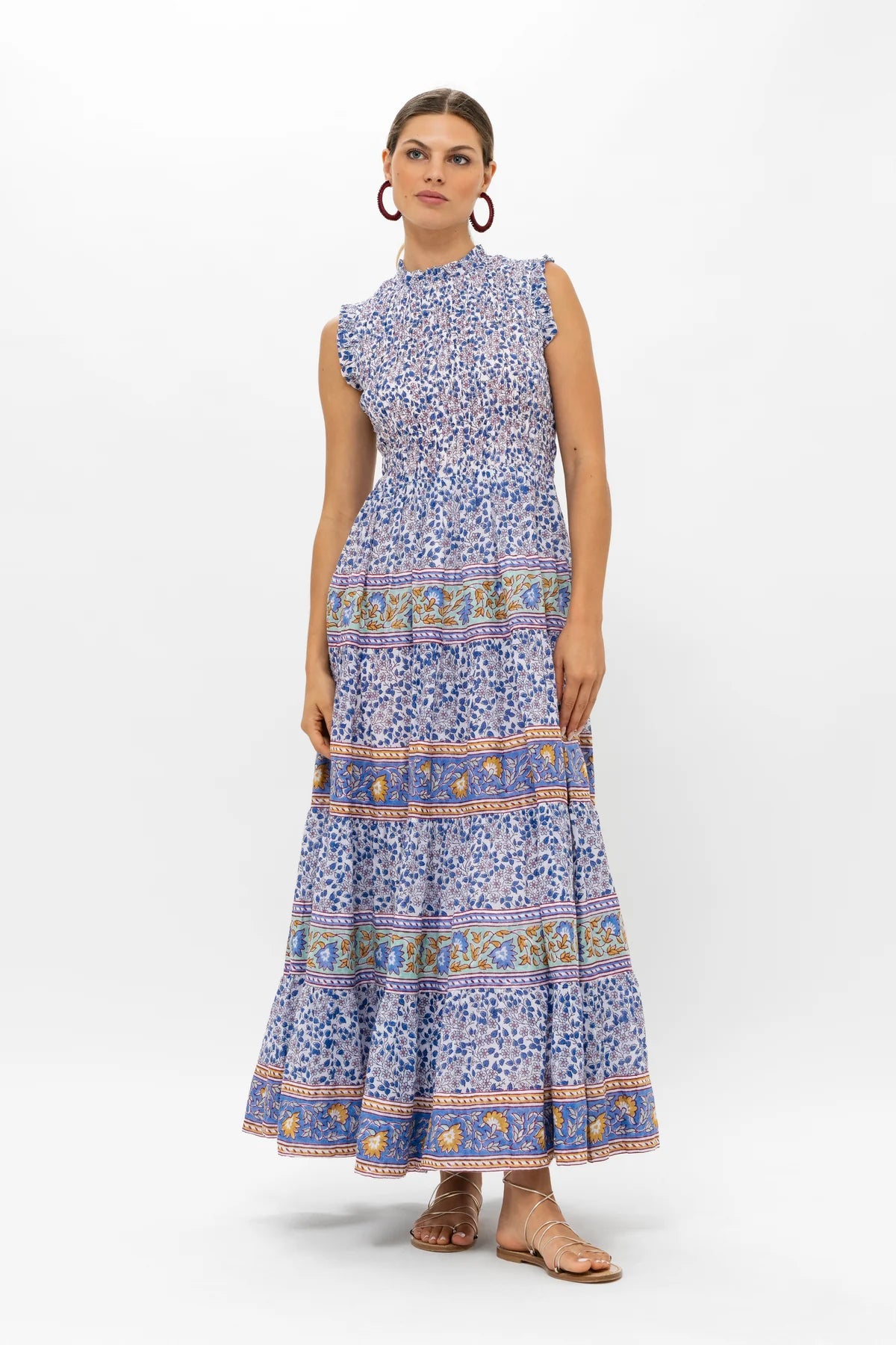Chic And Comfortable Sleeveless Smocked Maxi Dress - Portland Blue