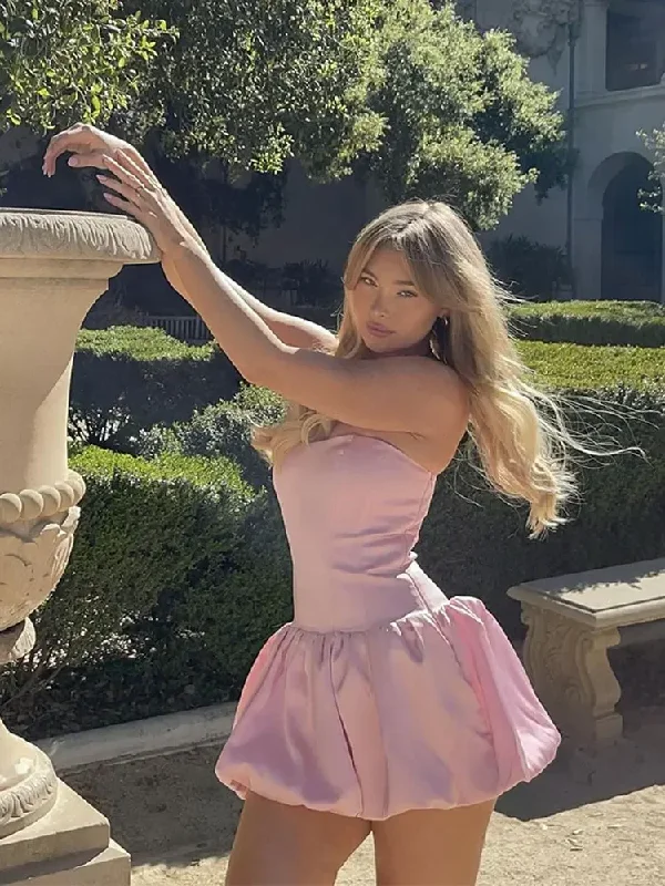 Weekend Sale Fashion Pink Pleated Strapless Women's Mini Dress Sexy Off Shoulder Back Bandage High Waist Dresses New Lady Party Club Vestidos Weekend Sale Fashion Pink Pleated Strapless Women's Mini Dress Sexy Off Shoulder Back Bandage High Waist Dresses New Lady Party Club Vestidos