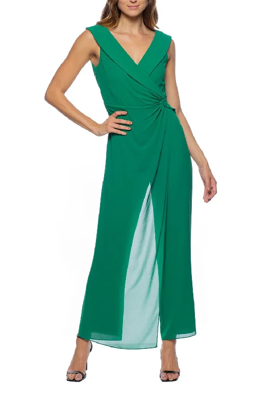 Step Ahead, Lead The Trend Marina  Sleeveless Overlay Faux Wrap Jumpsuit