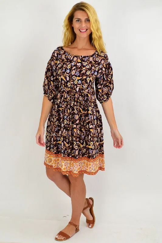 Valentine's Special Floral Puff Sleeve Tunic Dress