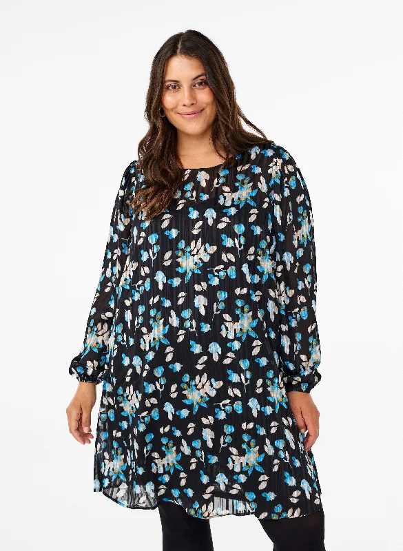 Step Ahead, Lead The Trend Zizzi Lucy Blue Floral Dress