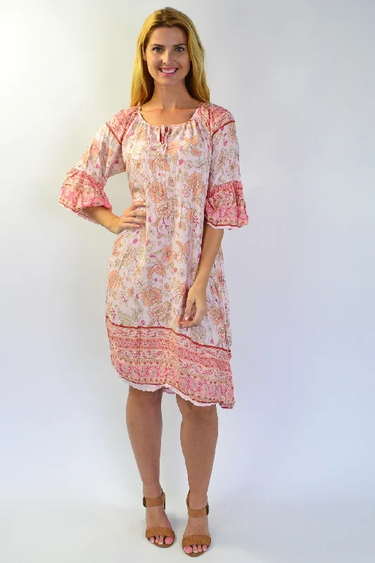 Wardrobe Update Pink Floral Crinkle Tunic Dress