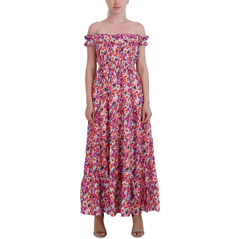 New Season Fashion Preview Laundry by Shelli Segal Womens Tea-Length Smocked Maxi Dress