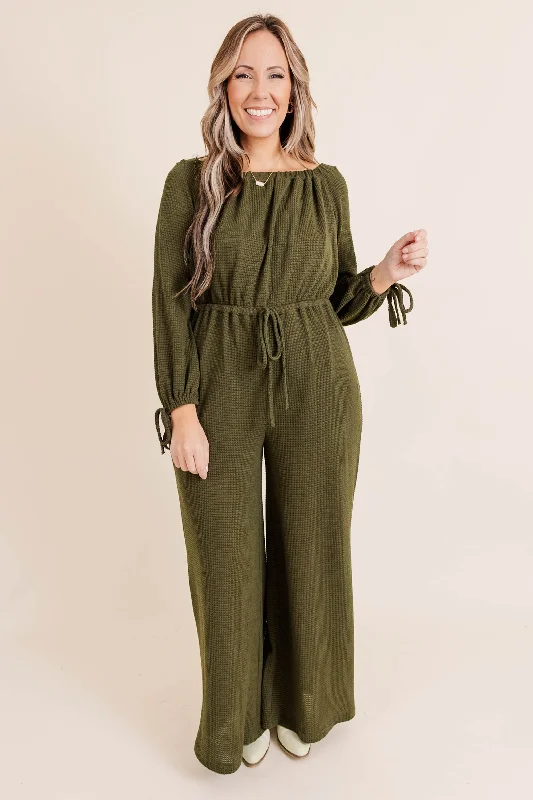 Flash Discount Running On Fumes Jumpsuit, Olive