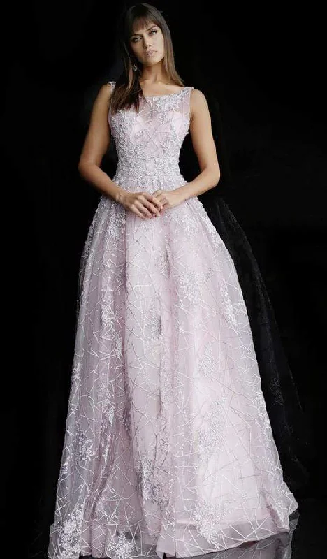 Holiday Glam Jovani - Embroidered Bateau Evening Gown 64047 - 1 pc Lilac In Size 8 Available