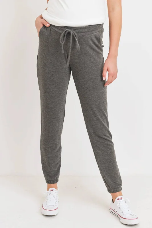 Unbeatable Prices Two-Tone Brushed Terry Maternity Sweatpants In Charcoal