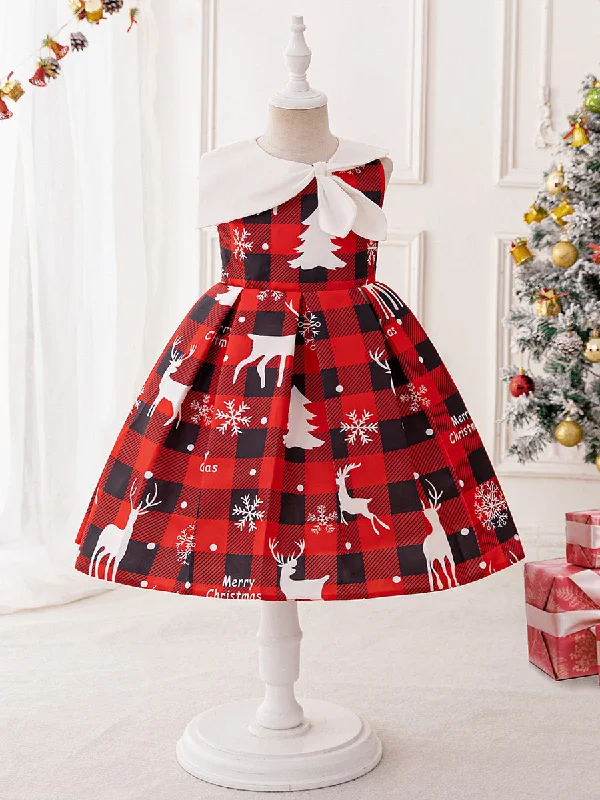 Limited Stock, Big Sale Ball Gown Scoop Sleeveless Ruched Christmas Dresses for Girls