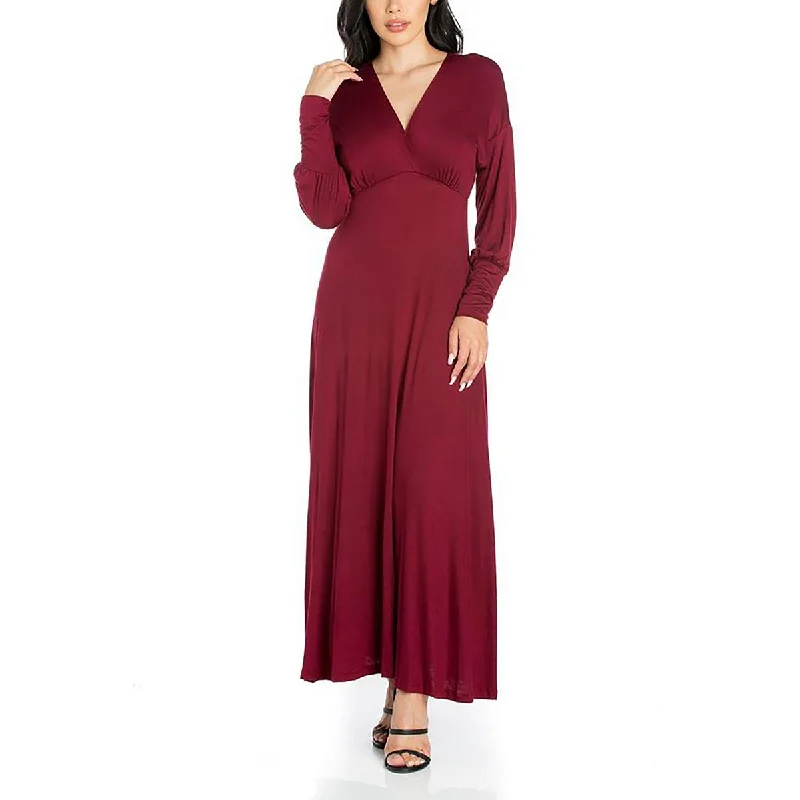 Comfort Meets Fashion 24seven Comfort Apparel Womens Plus Knit Surplice Maxi Dress