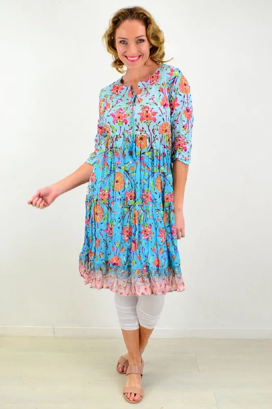 Fashionista Favorites Breeze Floral Tie Neck Tunic Dress