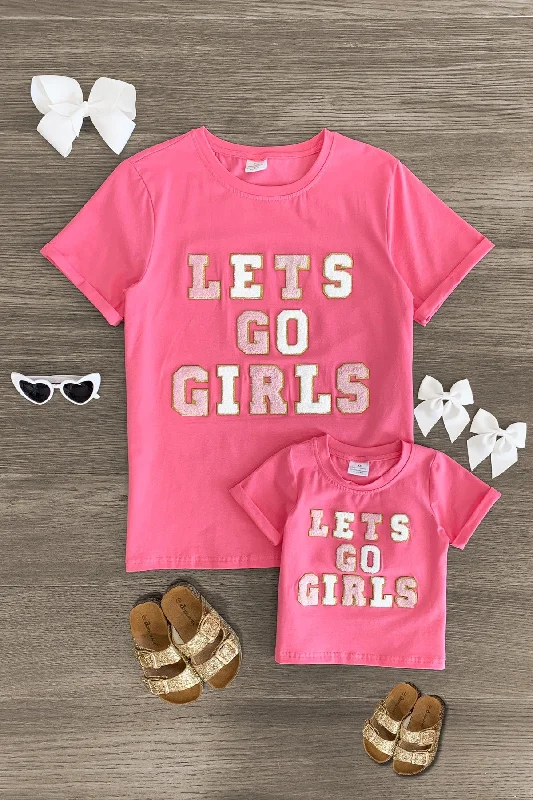 Elegant Styles Mom & Me - "Let's Go Girls" Pink Short Sleeve Top