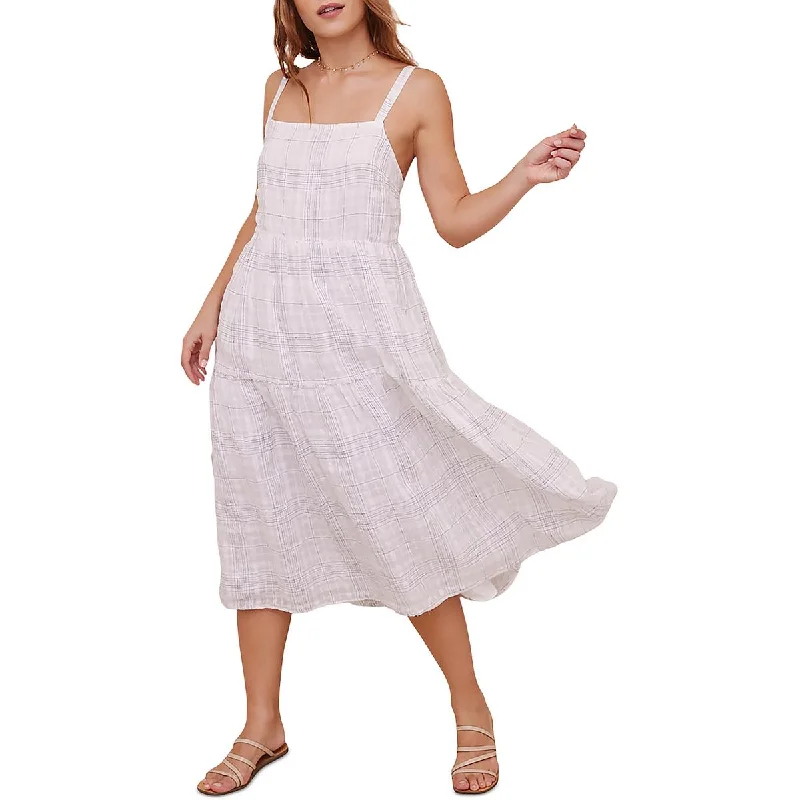 Chic Women’s Clothing Bella Dahl Womens   Linen Tie Back Midi Dress