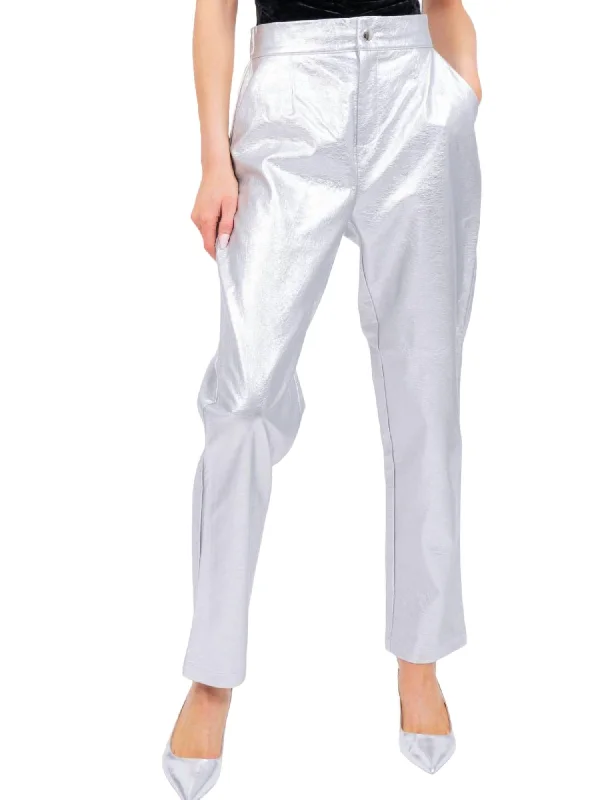 Elegant Women’s Clothing Online Phoebe Metallic Pants In Silver