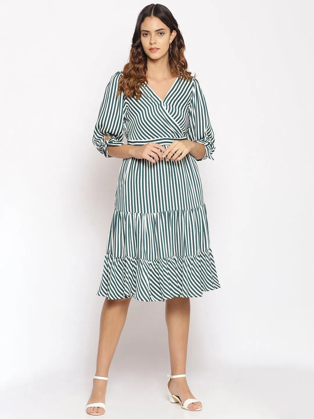 Effortless Style, Endless Impact Slay in Green Stripes Midi Dress