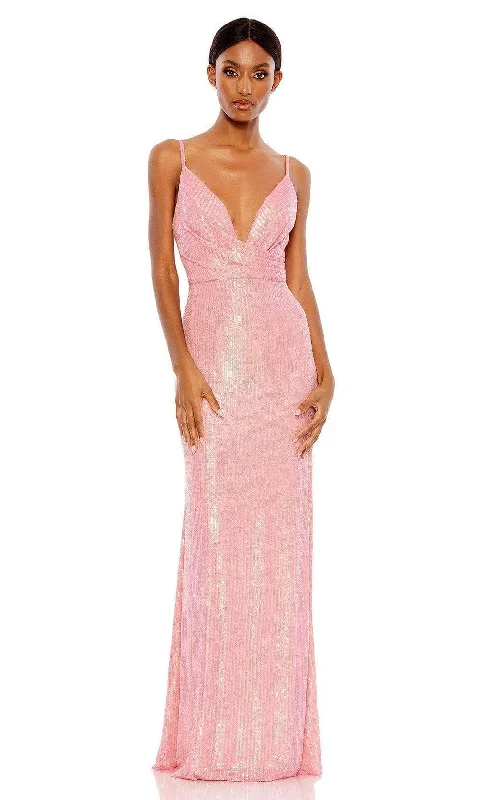 Cutting Edge Fashion Ieena Duggal - 26945 Plunging Tiny Sequined Long Gown