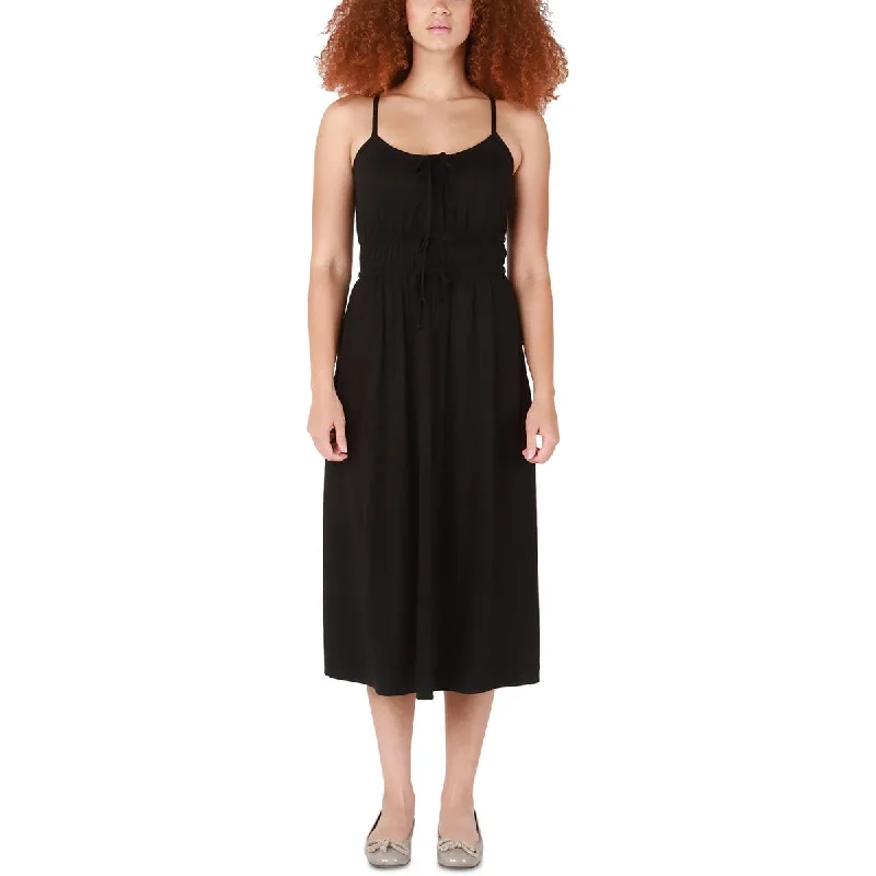 Special Offers Black Tape_ Womens Drawstring Tie Front Midi Dress