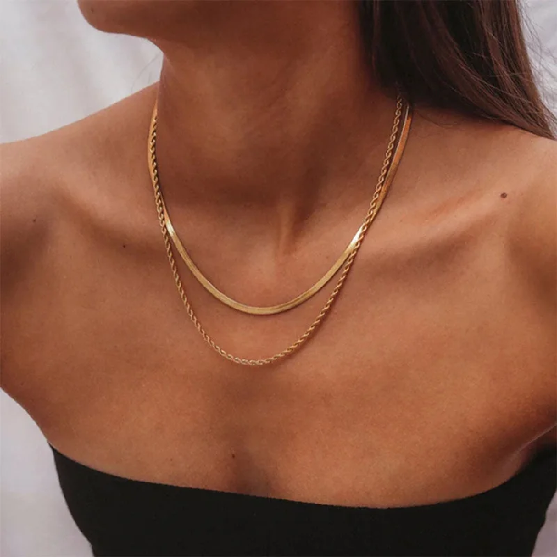 Flash Sales This Week 2pcs/set Metal Punk Twisted Snake Bone Chain Necklace