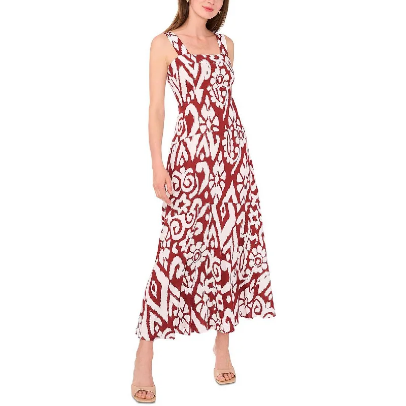 Effortless Chic Apparel MSK Womens Printed Square Neck Maxi Dress