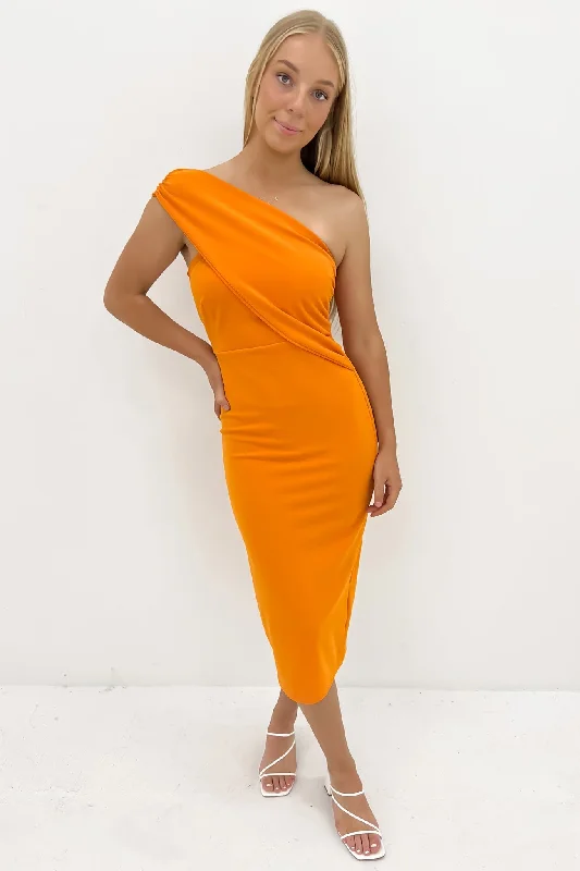 High-End Women’s Apparel Kailey Midi Dress Orange