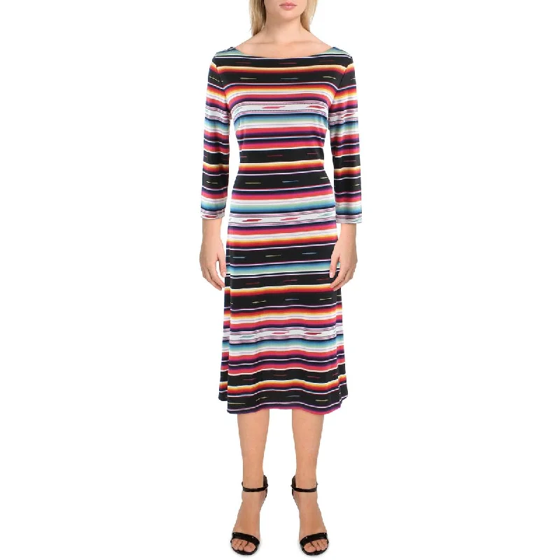 Runway Inspired Wear Lauren Ralph Lauren Womens Jersey Striped Midi Dress