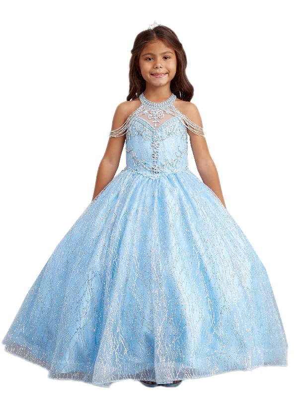 Unleash Your Trendy Side Little Girls Sky Blue Dangling Beads Choker Style Pageant Dress 2-6 Unleash Your Trendy Side Little Girls Sky Blue Dangling Beads Choker Style Pageant Dress 2-6
