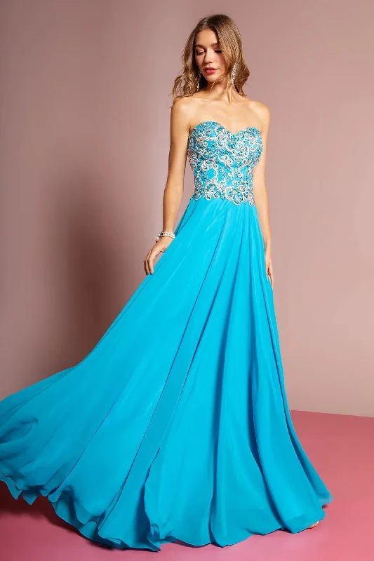 Fashion-forward Women’s Clothing Prom Strapless Sweetheart Chiffon Evening Long Gown Sale