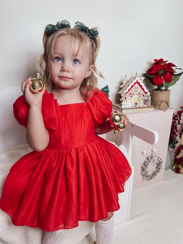 Chic Wardrobe Essentials Lucy Baby Girls Red Christmas Dress