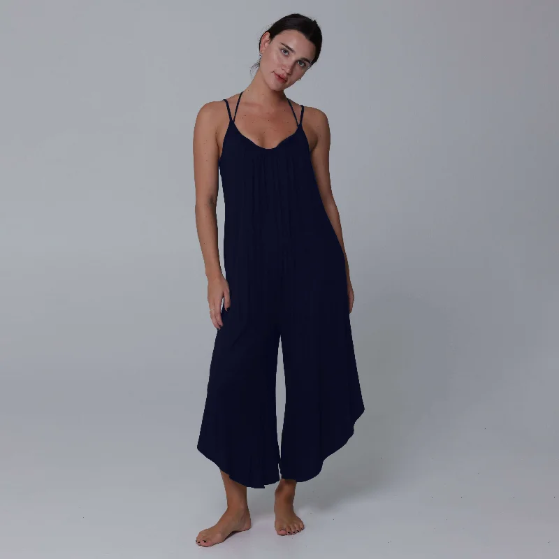 Women's Clothing Sale J Valdi Kira Jersey Flowy Jumpsuit Cover Up - Navy