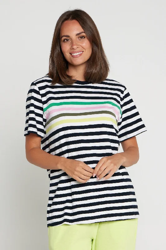 Workwear Fashion for Women Harmony Short Sleeve Tee - Navy/White Stripe