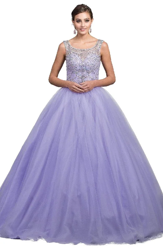 Women’s Street Style Casual Wear Dancing Queen - 1194A Jeweled Illusion Scoop Bodice Ballgown