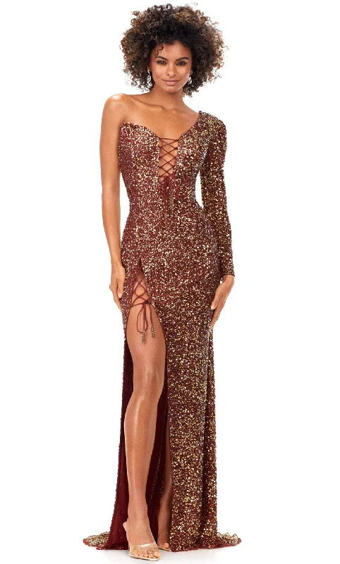 Quality Wear Ashley Lauren 11291 - Sequined Lace-Up Evening Gown