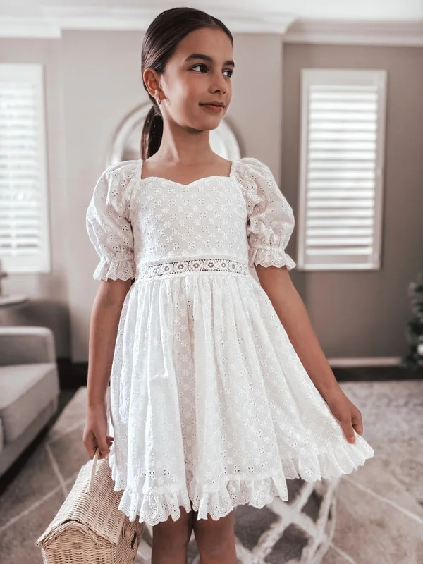 Chic Trends Unveiled Grace Girls White Broderie Dress