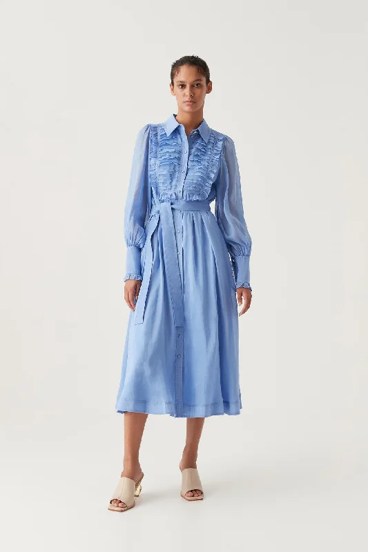 Trend Forward Threads Iris Pleated Bib Midi Dress