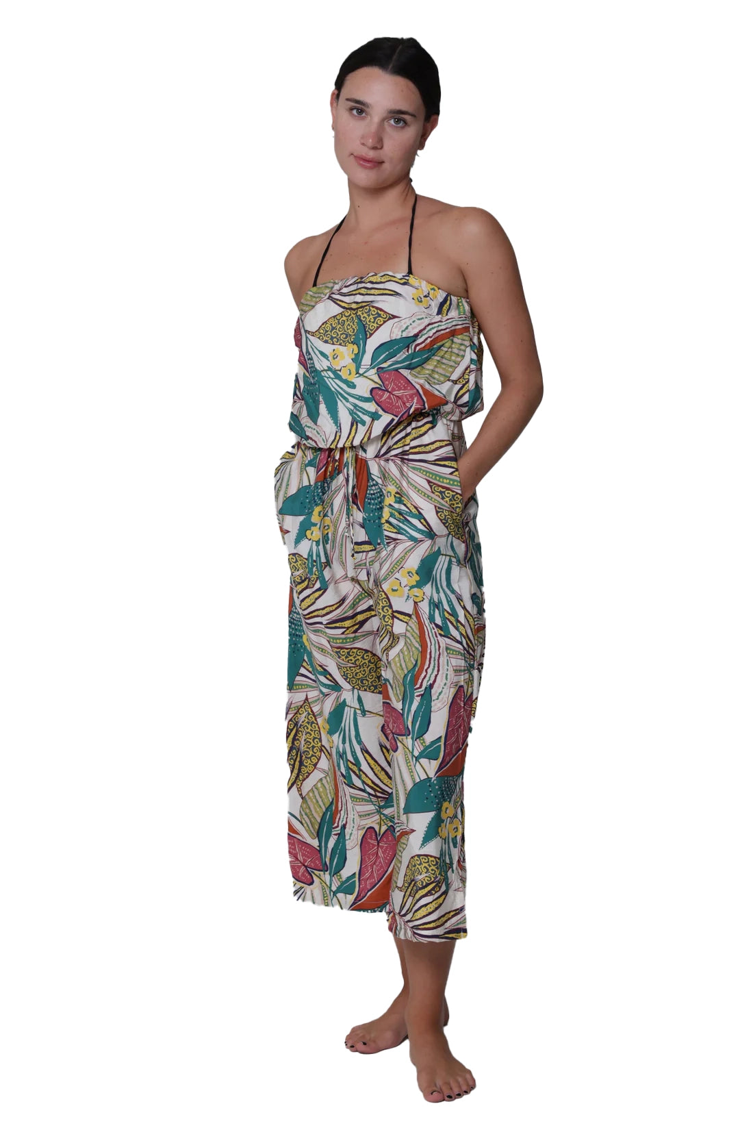 Outfits For Women J Valdi Funky Palm Bandeau Jumpsuit Cover Up - Multi