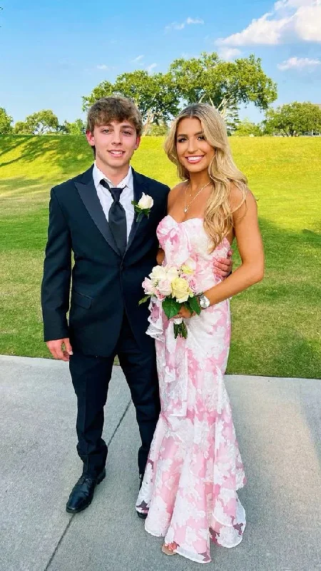 Fashion Sale Pink Strapless Floral Printed Mermaid Prom Dress Long Party Dress MD7285 Fashion Sale Pink Strapless Floral Printed Mermaid Prom Dress Long Party Dress MD7285