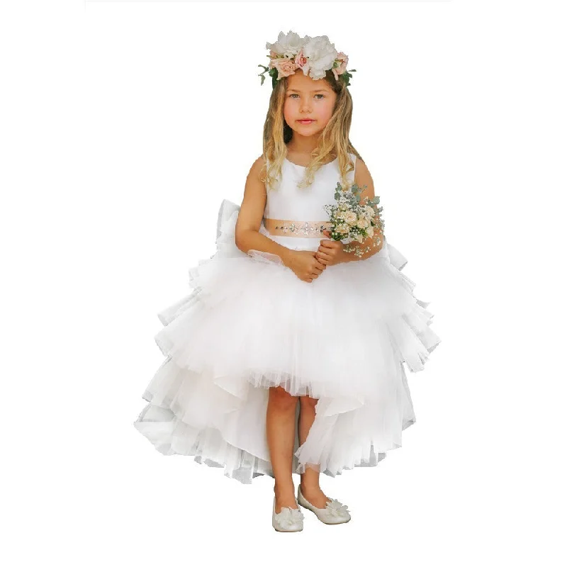 Cutting Edge Fashion Little Girls White Hi-Low Multi Level Ruffle Tutu Flower Girl Dress 2-6 Cutting Edge Fashion Little Girls White Hi-Low Multi Level Ruffle Tutu Flower Girl Dress 2-6