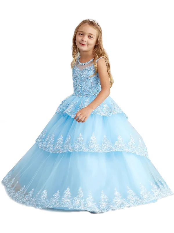 Break Fashion Norms Little Girls Sky Blue Glitter Mesh Overlay V Neck Pageant Dress 2-6 Break Fashion Norms Little Girls Sky Blue Glitter Mesh Overlay V Neck Pageant Dress 2-6