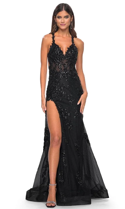 Best Sellers La Femme 32107 - Crisscross Back Embellished Prom Gown