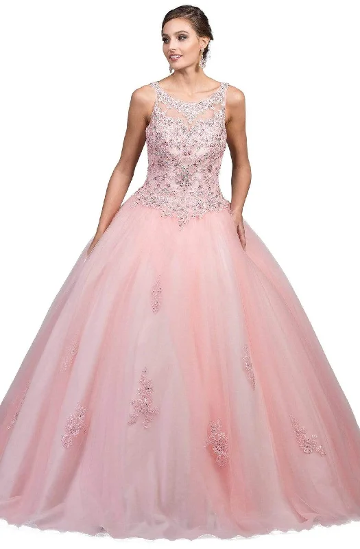 Trendy Casual Outfits Dancing Queen - 1228 Illusion Bateau Neck Beaded Lace Quinceanera Gown