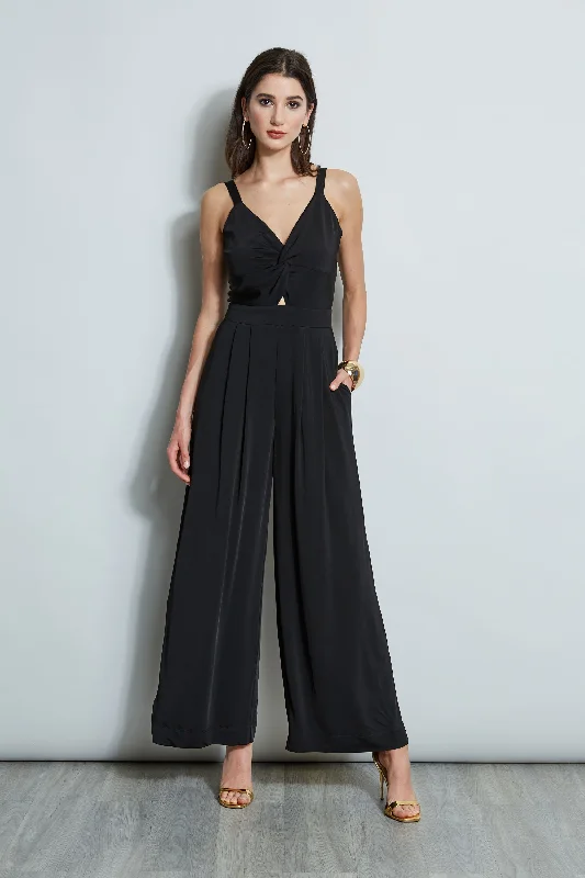 Chic Casual Style Wide Leg Twist Jumpsuit