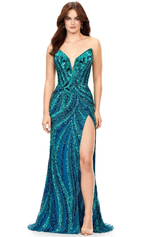 Huge Price Cut Ashley Lauren 11236 - Sequined High Slit Prom Gown