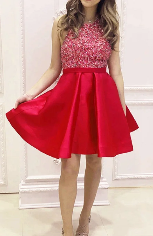 Women's Urban Fashion Women Beads Prom Dresses Short Cocktail Gowns Girls Homecoming Dresses Short Graduation Dress YHD086