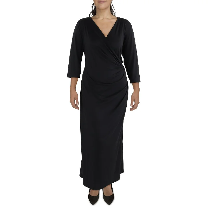 Affordable Women’s Fashion 24seven Comfort Apparel Womens Plus Surplice Long Maxi Dress