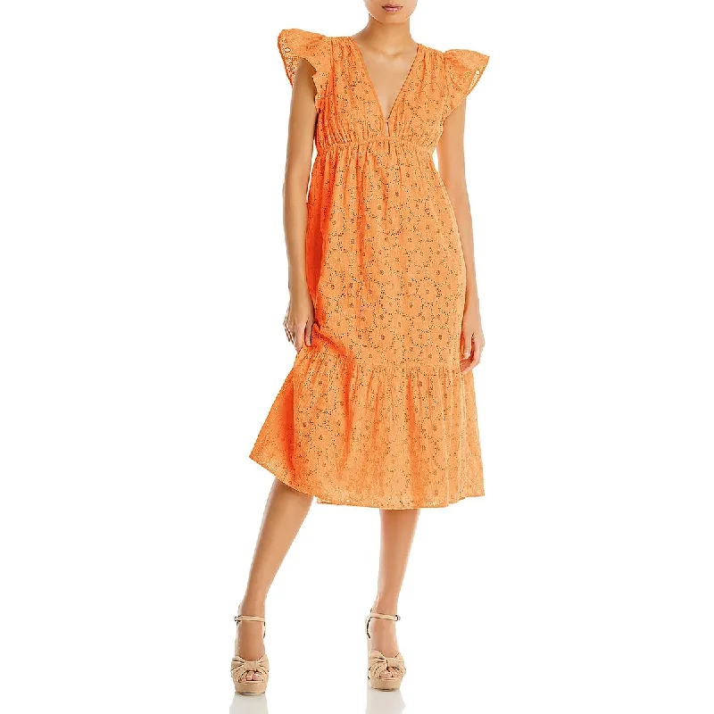 Weekend Exclusive Rails Womens Tina Cotton Flutter Sleeve Midi Dress