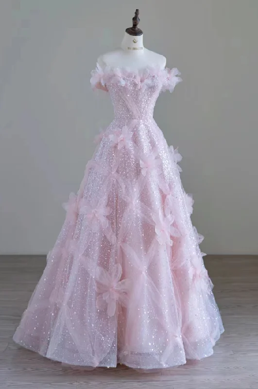 Fashion-forward Women’s Clothing Shiny Pink Off Shoulder A-Line Floral Long Formal Party Dress MD7454 Fashion-forward Women’s Clothing Shiny Pink Off Shoulder A-Line Floral Long Formal Party Dress MD7454