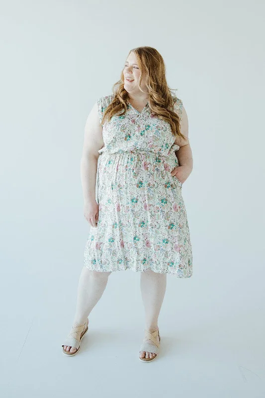 Casual Fashion FLORAL PRINT DRAWSTRING WAIST DRESS