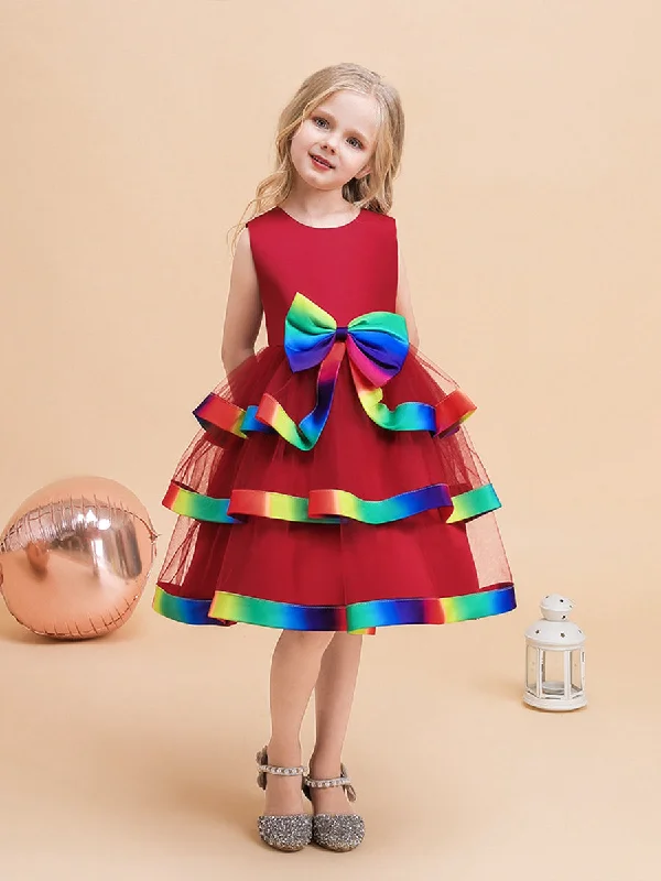 Trendy Aesthetics A-Line/Princess Scoop Sleeveless Christmas Dresses for Girls